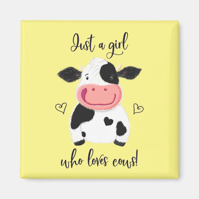 Nur ein Mädchen, das Kühe Liebe! Herz und Holstein Magnet (Vorne)