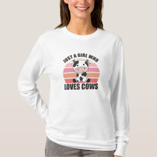 Nur ein Mädchen, das Kühe Niedliche Kuh Liebe Vint T-Shirt