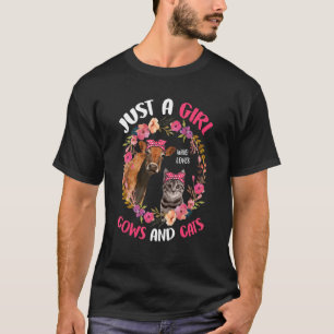 Nur ein Mädchen, das Kühe und Katzen Niedlichen Ba T-Shirt