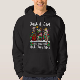 Nur ein Mädchen, das Kühe und Weihnachtsfamilie Li Hoodie