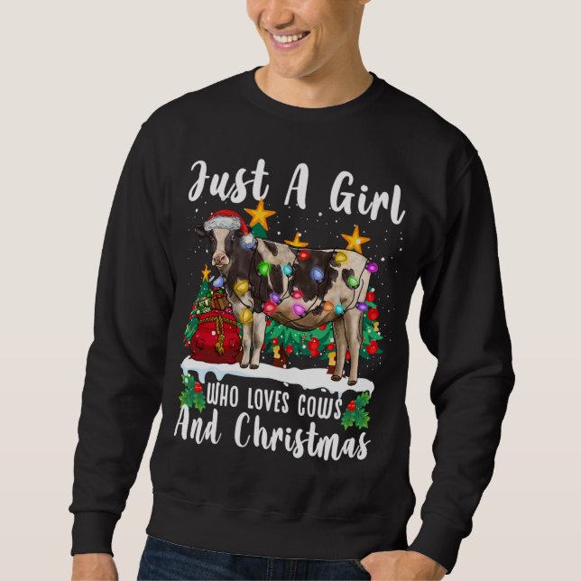 Nur ein Mädchen, das Kühe und Weihnachtsfamilie Li Sweatshirt (Vorderseite)