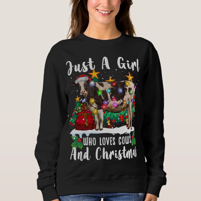 Nur ein Mädchen, das Kühe und Weihnachtsfamilie Li Sweatshirt (Vorderseite)