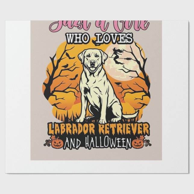 Nur ein Mädchen, das Labrador Retriever Halloween  Geschenkpapier (Flach)