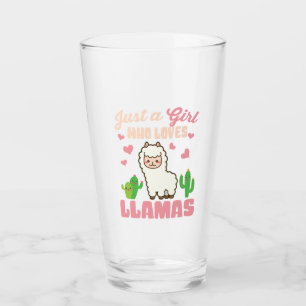 Nur ein Mädchen, das Lama niedlich Liebe Glas