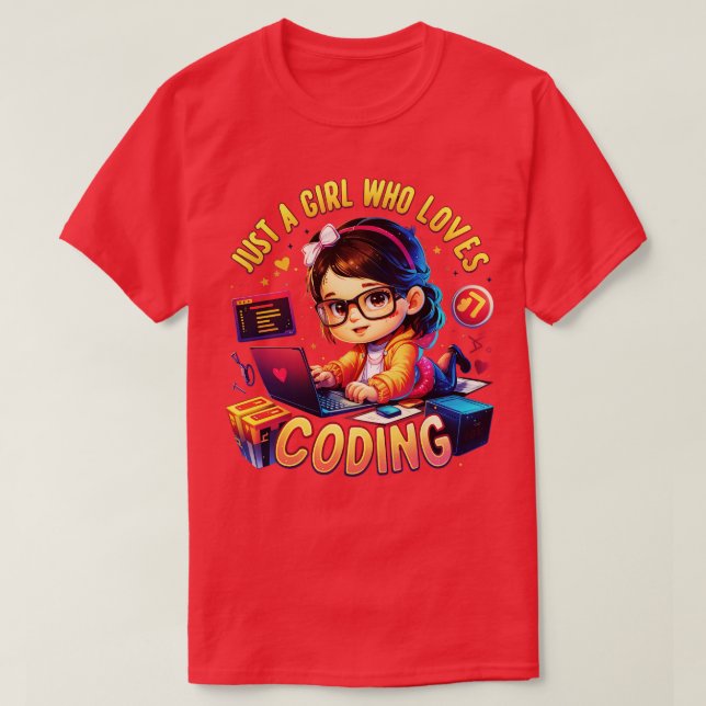 Nur ein Mädchen, das Liebe beim Programmieren hat T-Shirt (Design vorne)