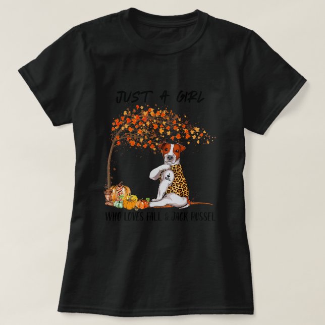 Nur ein Mädchen, das Liebe fällt und Jack Russel L T-Shirt (Design vorne)