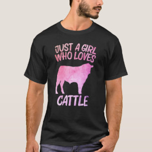 Nur ein Mädchen, das Liebe für Kuh Bull F T-Shirt