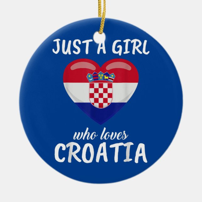 Nur ein Mädchen, das Liebe in Kroatien macht Fußba Keramik Ornament (Vorne)