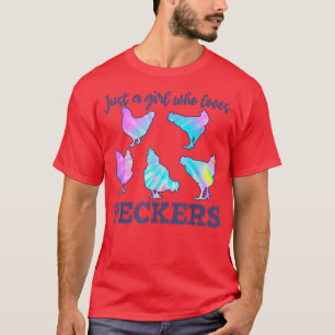 Nur ein Mädchen, das Liebe Pecker Chicken Bauer T-Shirt