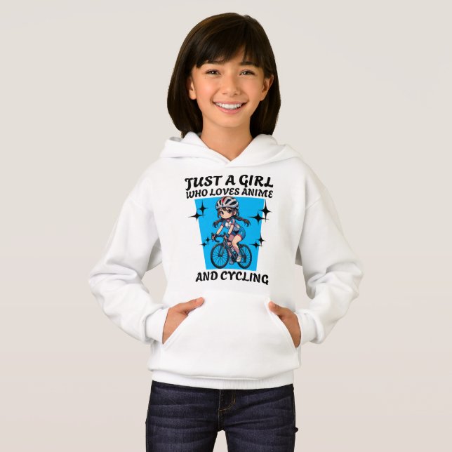 Nur ein Mädchen, das Liebe und Fahrrad fährt Hoodie (Vorne ganz)