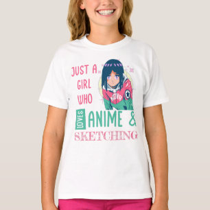 Nur ein Mädchen, das Lieben animieren und zeichnen T-Shirt
