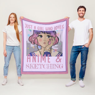 Nur ein Mädchen, das Lieben animiert und skizzier Fleecedecke