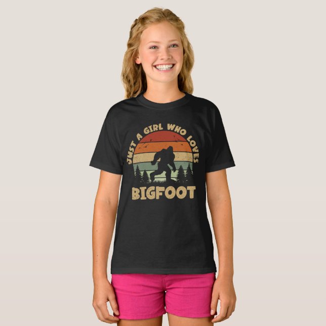 Nur ein Mädchen, das Lieben Bigfoot Funny Retro Vi T-Shirt (Vorne ganz)