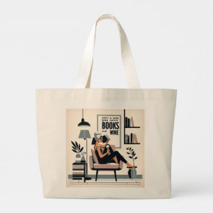 Nur ein Mädchen, das Lieben Bücher und Wein Jumbo Stoffbeutel