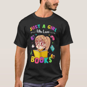 Nur ein Mädchen, das Lieben bucht Schülermädchen T-Shirt