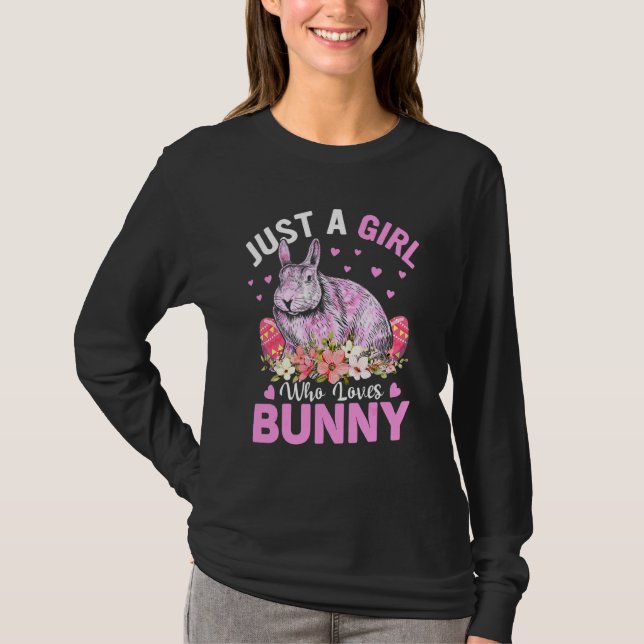 Nur ein Mädchen, das Lieben Bunny Egg Blumenkohl B T-Shirt (Vorderseite)