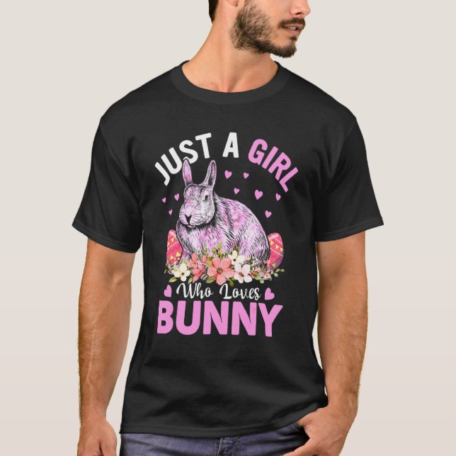 Nur ein Mädchen, das Lieben Bunny Egg Blumenkohl B T-Shirt (Vorderseite)