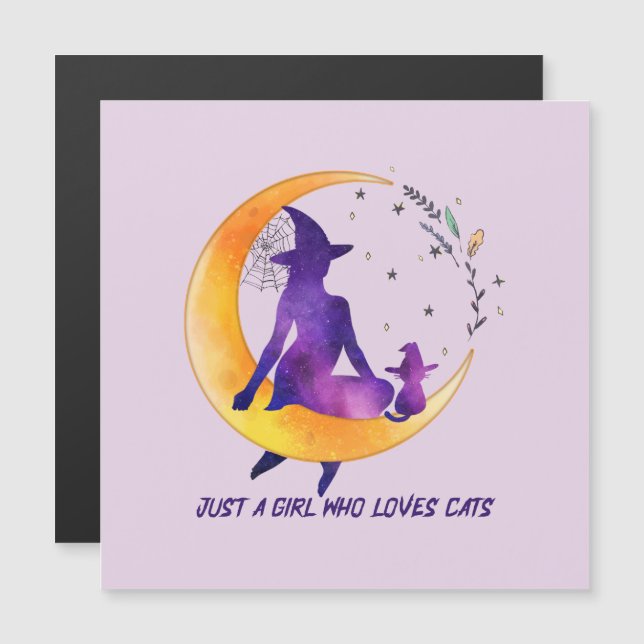 Nur ein Mädchen, das Lieben Cat Magnetkarte (Vorne/Hinten)