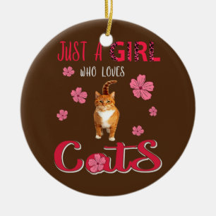 Nur ein Mädchen, das Lieben Cats Funny Leopard Blu Keramik Ornament