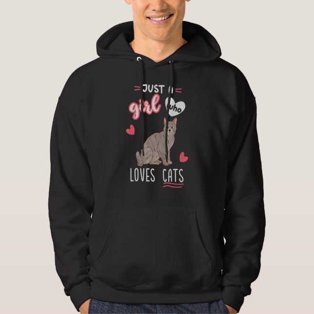 Nur ein Mädchen, das Lieben Cats Gray Tabby Cat Hoodie (Vorderseite)