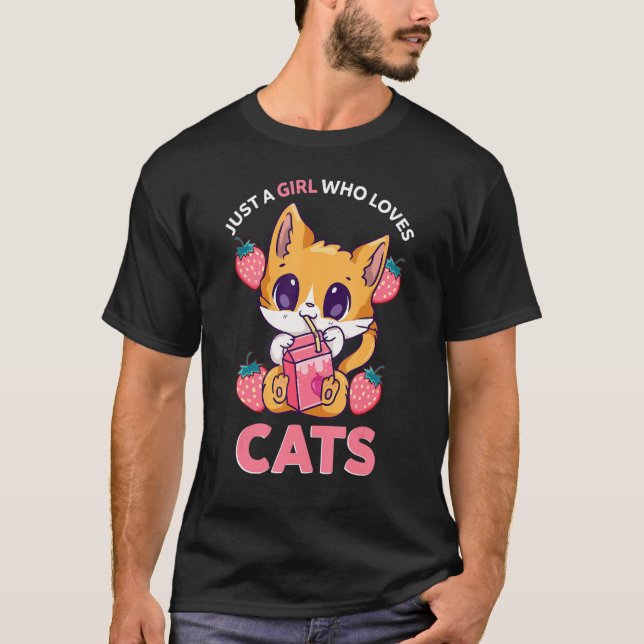 Nur ein Mädchen, das Lieben Cats Mama Mama Strawbe T-Shirt (Vorderseite)