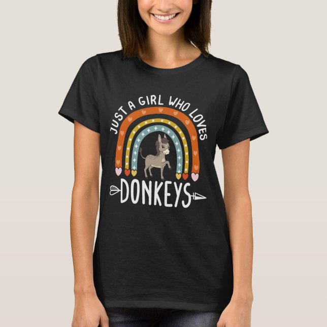 Nur ein Mädchen, das Lieben Donkeys Rainbow Niedli T-Shirt (Vorderseite)