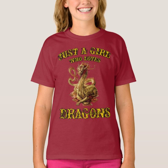 Nur ein Mädchen, das Lieben Drachen macht T-Shirt (Vorderseite)