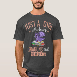 Nur ein Mädchen, das Lieben Drachen und Bücher les T-Shirt