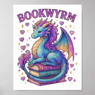 Nur ein Mädchen, das Lieben Drachen und Bücher tan Poster