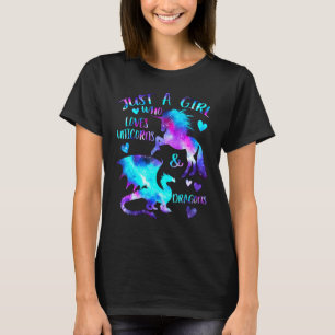 Nur ein Mädchen, das Lieben Drachen und Einhorn Fa T-Shirt