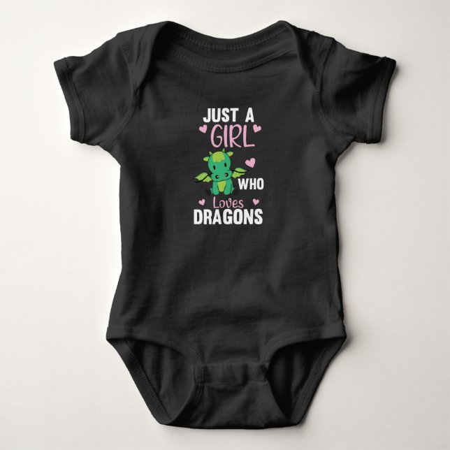 Nur ein Mädchen, das Lieben Dragons Fantasy Dragon Baby Strampler (Vorderseite)