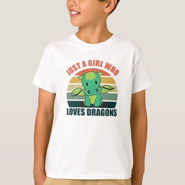 Nur ein Mädchen, das Lieben Dragons Niedliche Tier T-Shirt (Vorderseite)