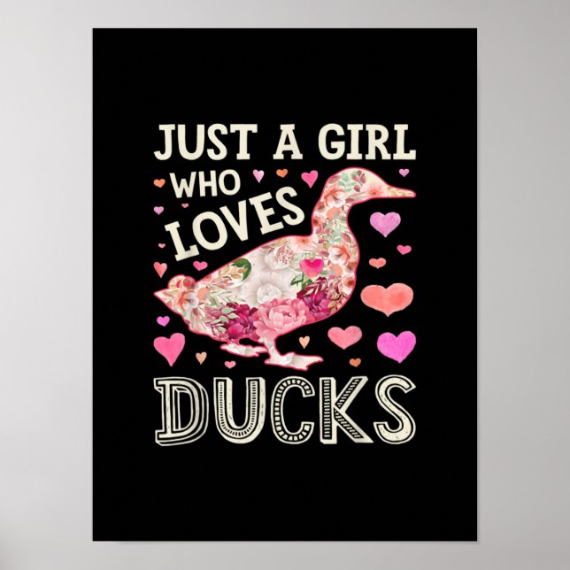 Nur ein Mädchen, das Lieben Ducks Funny Duck Silho Poster (Vorne)
