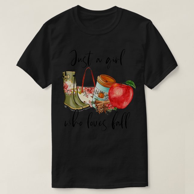 Nur ein Mädchen, das Lieben fallen Herbst Kürbiskü T-Shirt (Design vorne)