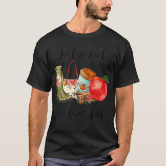 Nur ein Mädchen, das Lieben fallen Herbst Kürbiskü T-Shirt