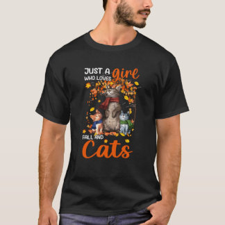 Nur ein Mädchen, das Lieben fallen lässt und Katze T-Shirt