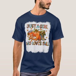 Nur ein Mädchen, das Lieben fallen Pumpkin Frauen  T-Shirt