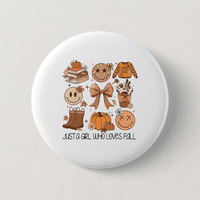 Nur ein Mädchen, das Lieben fallen Pumpkin Gewürz- Button (Vorderseite)