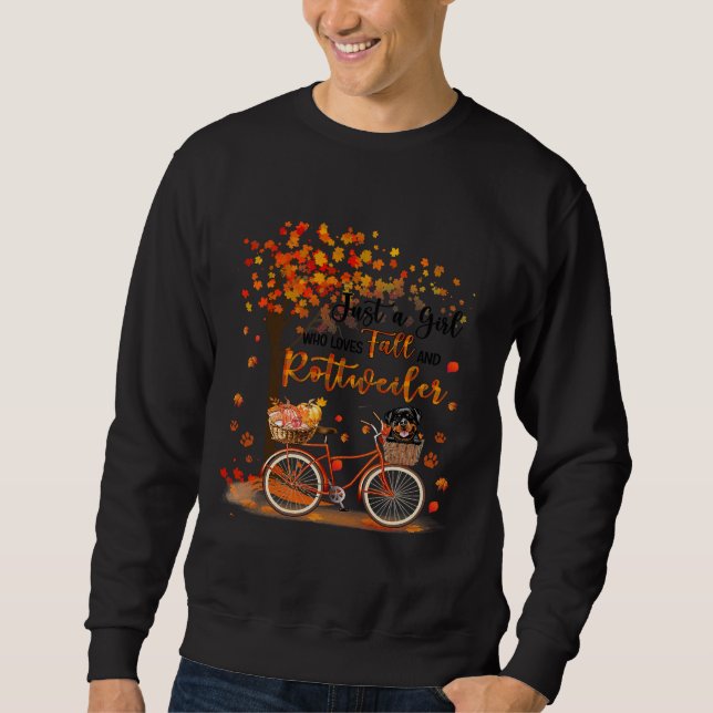 Nur ein Mädchen, das Lieben fallen Pumpkin Rottie  Sweatshirt (Vorderseite)