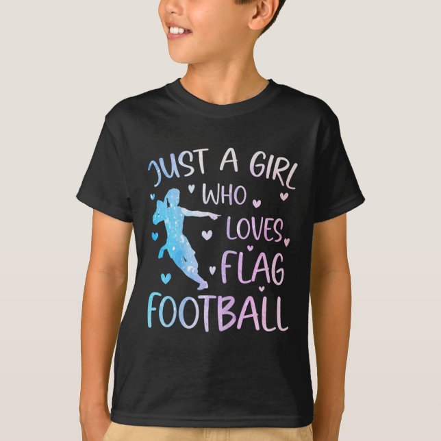 Nur ein Mädchen, das Lieben Flag Football Funny Sp T-Shirt (Vorderseite)