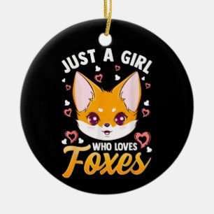 Nur ein Mädchen, das Lieben Foxes Kinder Mädchen N Keramik Ornament