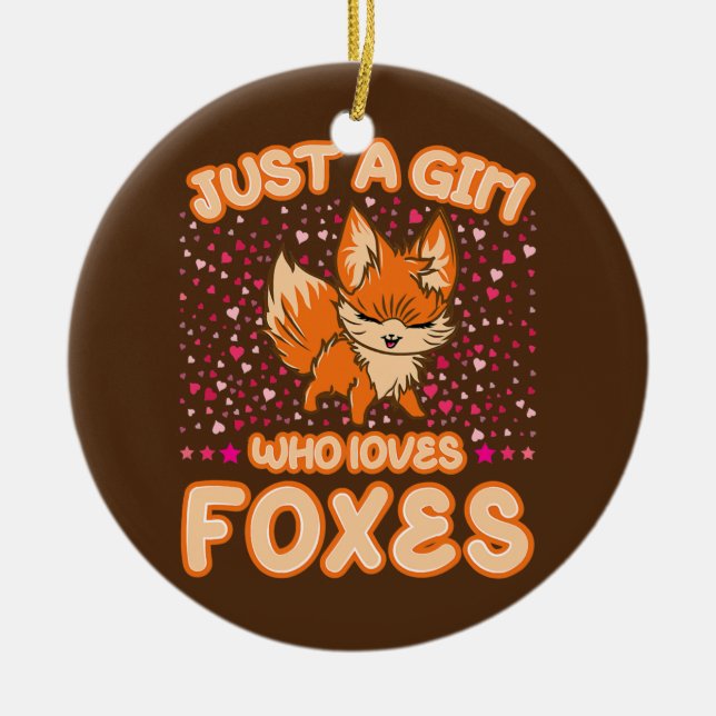 Nur ein Mädchen, das Lieben Foxes Niedlich Heart F Keramik Ornament (Vorne)