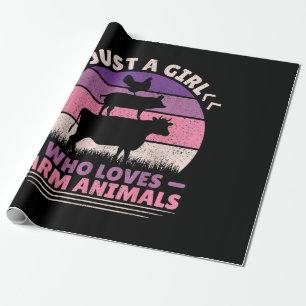 Nur ein Mädchen, das Lieben für Tiere hält, liegt Geschenkpapier