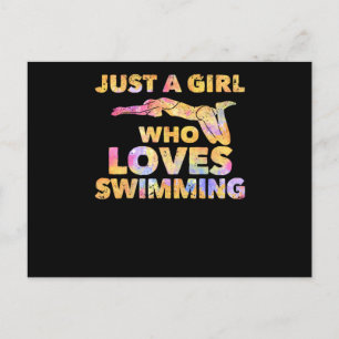 Nur ein Mädchen, das Lieben hat, lustige Schwimmmä Postkarte