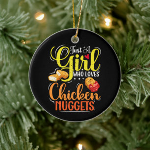 Nur ein Mädchen, das Lieben Hühnchen-Nuggets-Girl- Keramik Ornament