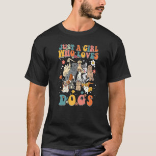Nur ein Mädchen, das Lieben Hunde Retro Groovy Hun T-Shirt