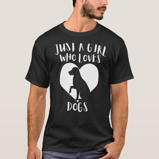 Nur ein Mädchen, das Lieben Hunde Schwarzen Hund N T-Shirt (Vorderseite)