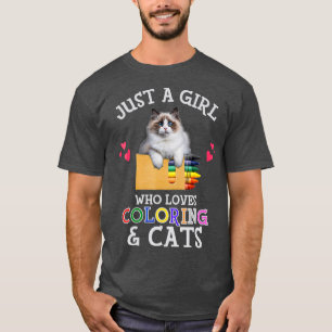 Nur ein Mädchen, das Lieben Katzen färben Katze Ma T-Shirt