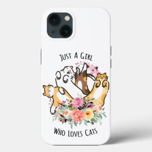 Nur ein Mädchen, das Lieben Katzen floralen Kitty Case-Mate iPhone Hülle