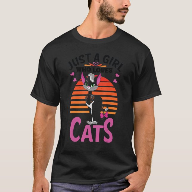 Nur ein Mädchen, das Lieben Katzen ich meine ich K T-Shirt (Vorderseite)